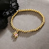 Wholesale Copper Gold Plated Zircon Bear Pendant Copper Bead Bracelet For Women With Geometric Design And Micro Inlay