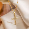 Wholesale Copper Gold Plated Zircon Cross Pendant Necklace Geometric Style For Female
