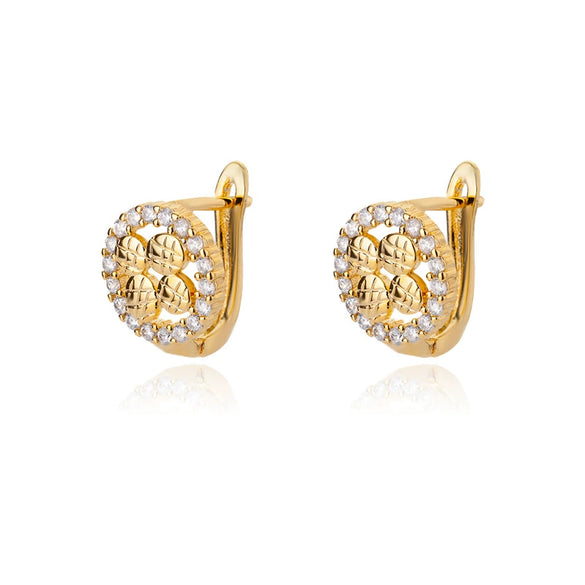 Wholesale Copper Gold Platinum Inlaid Geometric Cshaped And Heartshaped Earrings For Female