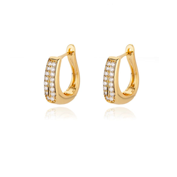 Wholesale Copper Gold Platinum Inlaid Geometric Cshaped And Heartshaped Earrings For Female