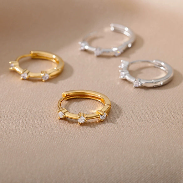 Wholesale Copper Gold Platinum Inlaid Geometric Cshaped And Heartshaped Earrings For Female