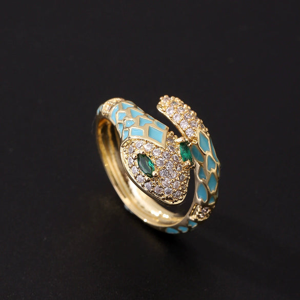 Wholesale Copper Goldplated Animal Zodiac Retro Light Luxury Open Ring For Women