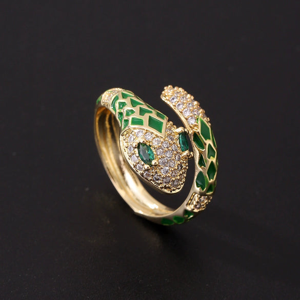 Wholesale Copper Goldplated Animal Zodiac Retro Light Luxury Open Ring For Women