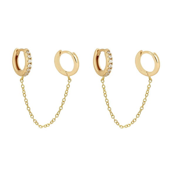 Wholesale Copper Goldplated Geometric Chain Tassel Earrings For Women