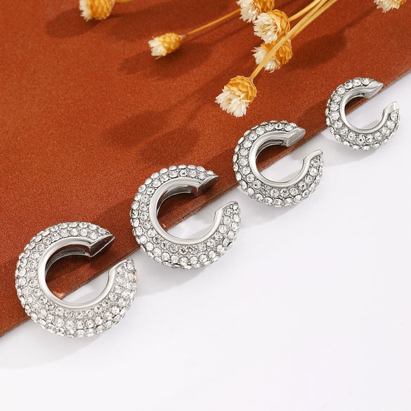 Wholesale Copper Goldplated Geometric Cshaped Diamond Point Drill Ear Clip For Women And Unisex