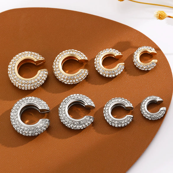 Wholesale Copper Goldplated Geometric Cshaped Diamond Point Drill Ear Clip For Women And Unisex