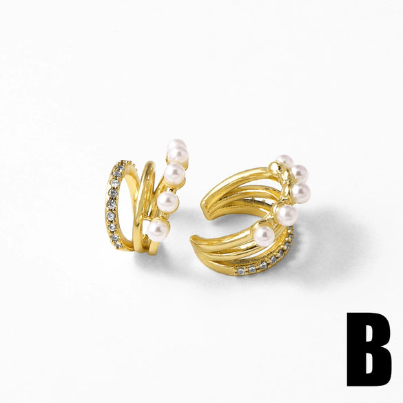 Wholesale Copper Goldplated Geometric Cshaped Ear Cuff Earrings Unisex Electroplated