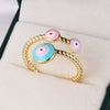 Wholesale Copper Goldplated Geometric Devil's Eye Ring With Electroplating Process