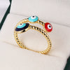 Wholesale Copper Goldplated Geometric Devil's Eye Ring With Electroplating Process