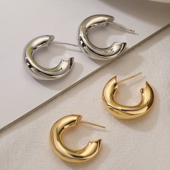 Wholesale Copper Goldplated Geometric Earrings For Women Lazy Style Irregular Shape