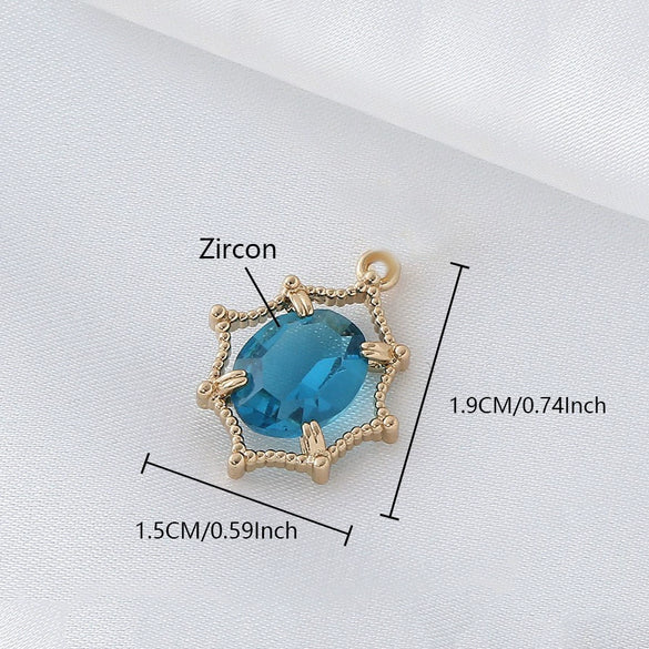Wholesale Copper Goldplated Geometric Inlaid Zircon Crystal Pendant Jewelry Accessories For Diy Hair Bracelet Necklace