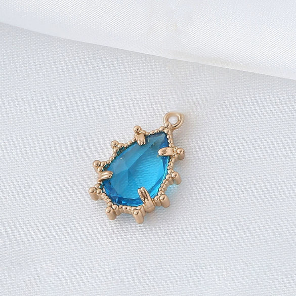 Wholesale Copper Goldplated Geometric Inlaid Zircon Crystal Pendant Jewelry Accessories For Diy Hair Bracelet Necklace