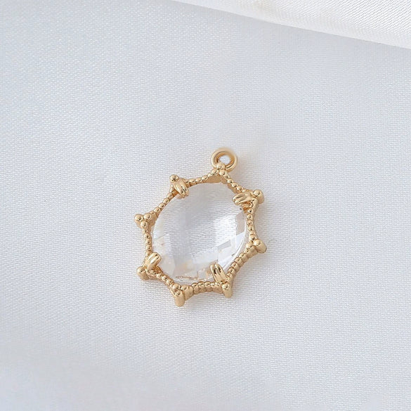 Wholesale Copper Goldplated Geometric Inlaid Zircon Crystal Pendant Jewelry Accessories For Diy Hair Bracelet Necklace