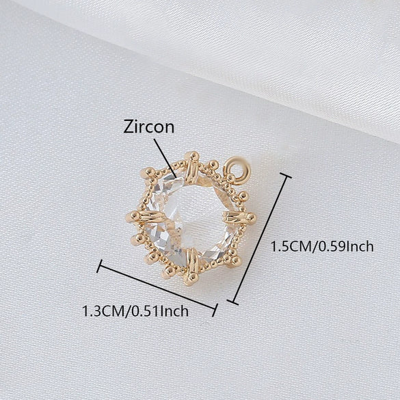 Wholesale Copper Goldplated Geometric Inlaid Zircon Crystal Pendant Jewelry Accessories For Diy Hair Bracelet Necklace