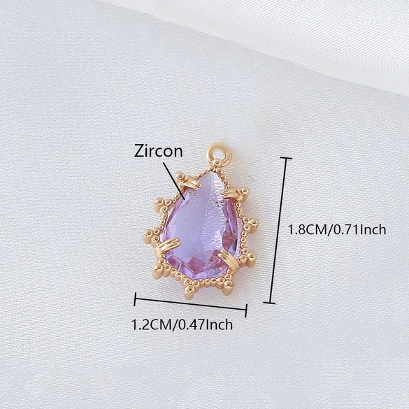 Wholesale Copper Goldplated Geometric Inlaid Zircon Crystal Pendant Jewelry Accessories For Diy Hair Bracelet Necklace
