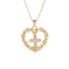 Wholesale Copper Goldplated Geometric Micropaved Zircon Cross Women's Light Luxury O Chain Necklace
