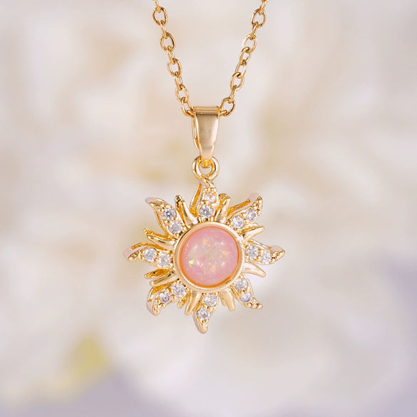 Wholesale Copper Goldplated Geometric Pendant Necklace With Mixed Gemstone Setting For Women Light Luxury Minimalist Style O Word Chain Electroplating Process