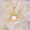 Wholesale Copper Goldplated Geometric Pendant Necklace With Mixed Gemstone Setting For Women Light Luxury Minimalist Style O Word Chain Electroplating Process