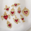 Wholesale Copper Goldplated Heart Pendant With Dripping Oil Design Christmas Ornaments