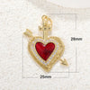 Wholesale Copper Goldplated Heart Pendant With Dripping Oil Design Christmas Ornaments