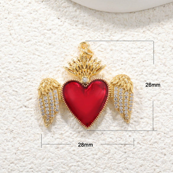 Wholesale Copper Goldplated Heart Pendant With Dripping Oil Design Christmas Ornaments