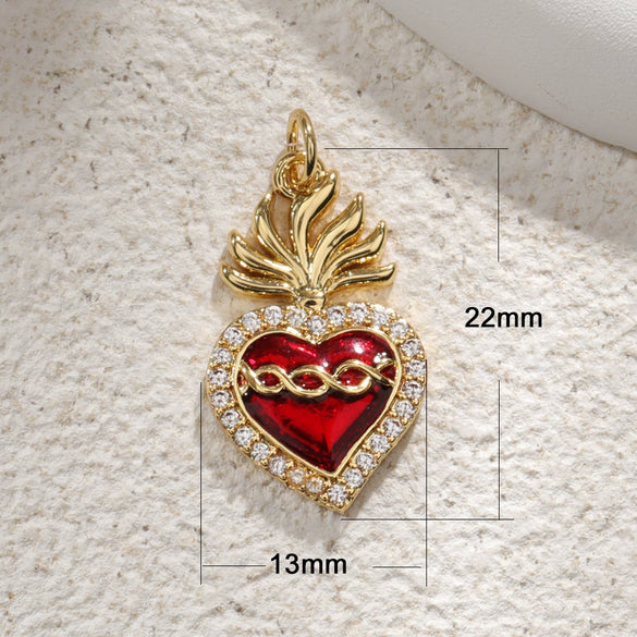 Wholesale Copper Goldplated Heart Pendant With Dripping Oil Design Christmas Ornaments