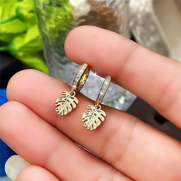 Wholesale Copper Goldplated Leaf Turtle Earrings For Women Fashion Creative Jewelry