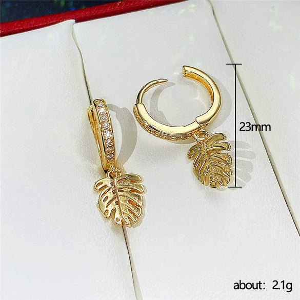 Wholesale Copper Goldplated Leaf Turtle Earrings For Women Fashion Creative Jewelry