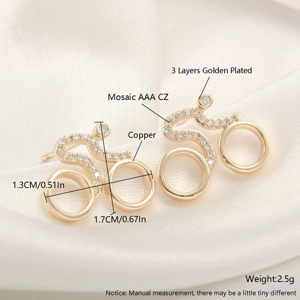 Wholesale Copper Goldplated Light Luxury Geometric Heart Bow Pattern Earrings For Women