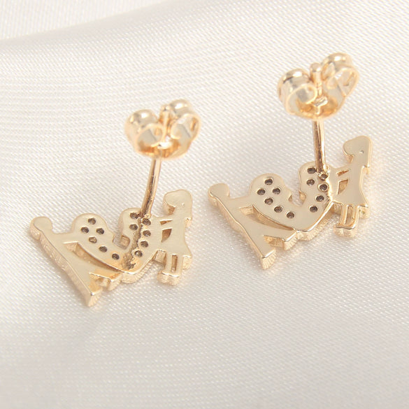 Wholesale Copper Goldplated Light Luxury Geometric Heart Bow Pattern Earrings For Women