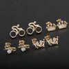 Wholesale Copper Goldplated Light Luxury Geometric Heart Bow Pattern Earrings For Women