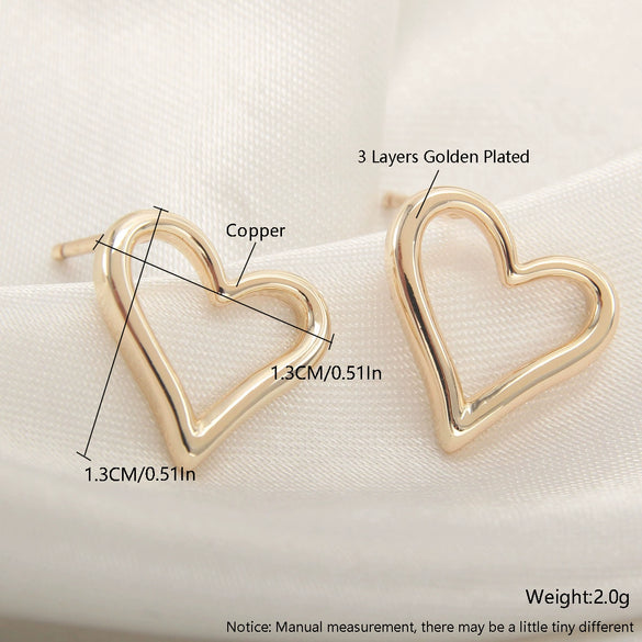 Wholesale Copper Goldplated Light Luxury Geometric Heart Bow Pattern Earrings For Women