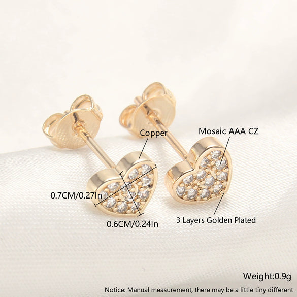 Wholesale Copper Goldplated Light Luxury Geometric Heart Bow Pattern Earrings For Women