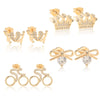 Wholesale Copper Goldplated Light Luxury Geometric Heart Bow Pattern Earrings For Women