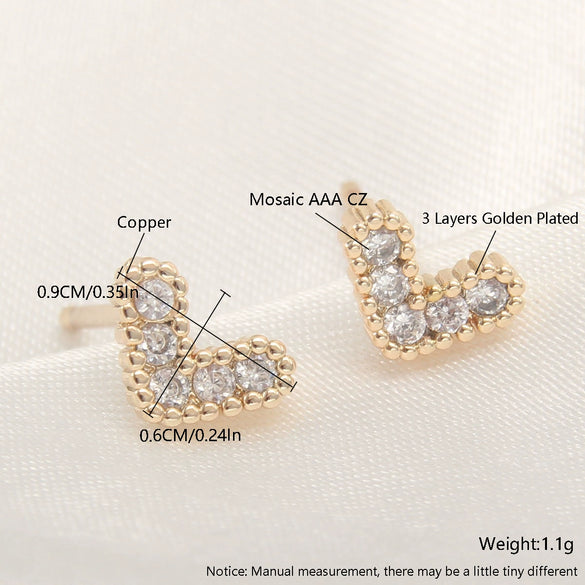 Wholesale Copper Goldplated Light Luxury Geometric Heart Bow Pattern Earrings For Women