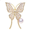 Wholesale Copper Goldplated Zircon Butterfly Pearl Brooch With Natural Freshwater Pearls Simple Animal Style