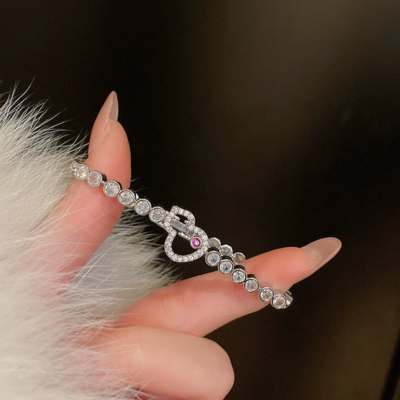 Wholesale Copper Gourd Hollow Bracelet With Real Gold Electroplated Zircon Geometric Pattern Light Luxury Style For Women