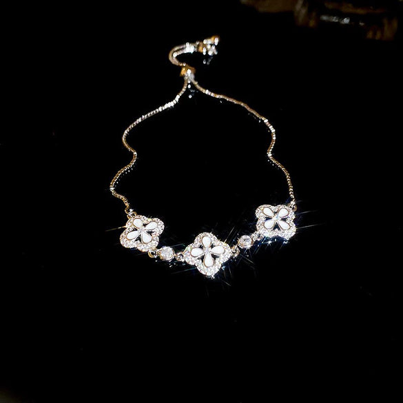 Wholesale Copper Gourd Hollow Bracelet With Real Gold Electroplated Zircon Geometric Pattern Light Luxury Style For Women