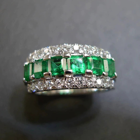 Wholesale Copper Halfcircle Geometric Zircon Inlaid Hiphop Style Women's Ring