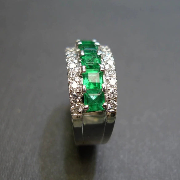 Wholesale Copper Halfcircle Geometric Zircon Inlaid Hiphop Style Women's Ring