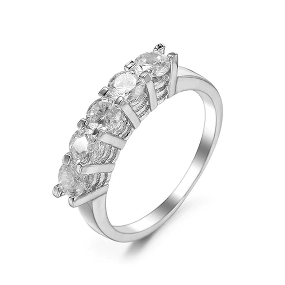 Wholesale Copper Halfcircle Inlaid White Zircon Ring For Women Goldplated Geometric Style