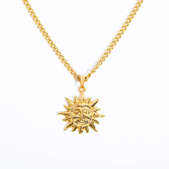 Wholesale Copper Hamsa Hand Love Heart Diamond Butterfly Tooth Big Sun Pendant Zircon Necklace With Geometric Pattern And Diamond Treatment