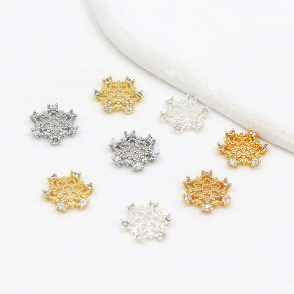 Wholesale Copper Handmade Diy Accessories Bead Holder With Inlaid Zircon Torus And Sixpointed Star Flower Design Electroplated