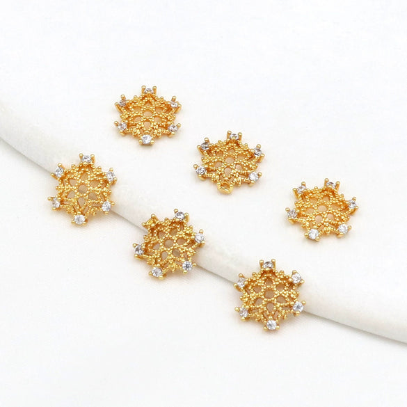 Wholesale Copper Handmade Diy Accessories Bead Holder With Inlaid Zircon Torus And Sixpointed Star Flower Design Electroplated