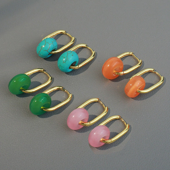 Wholesale Copper Handmade Geometric Circle Women's Safety Buckle Earrings