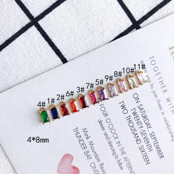 Wholesale Copper Hanging Crystal Geometric Square Pendant Jewelry Accessories With Red Copper Plated Zircon Inlay And Electroplating
