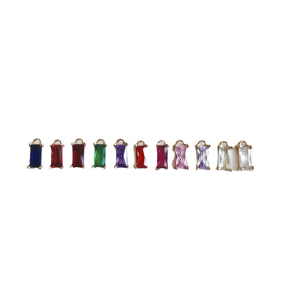 Wholesale Copper Hanging Crystal Geometric Square Pendant Jewelry Accessories With Red Copper Plated Zircon Inlay And Electroplating