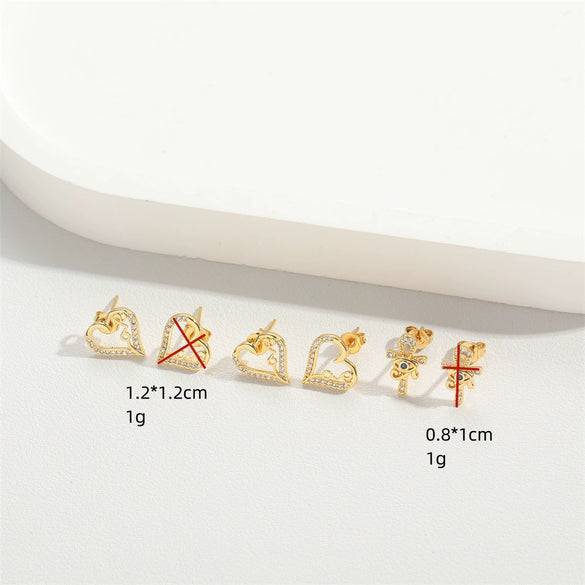 Wholesale Copper Heart Shape Electroplated Love Earrings For Women Jewelry