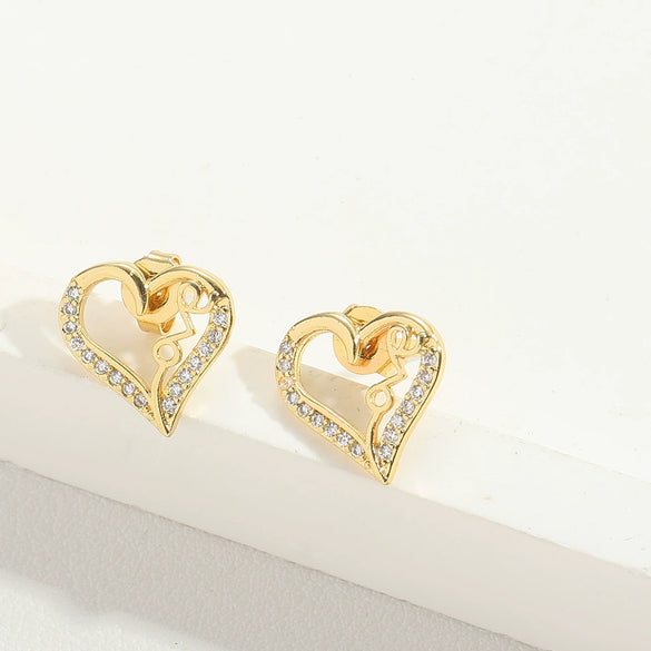 Wholesale Copper Heart Shape Electroplated Love Earrings For Women Jewelry