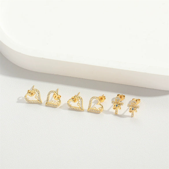 Wholesale Copper Heart Shape Electroplated Love Earrings For Women Jewelry